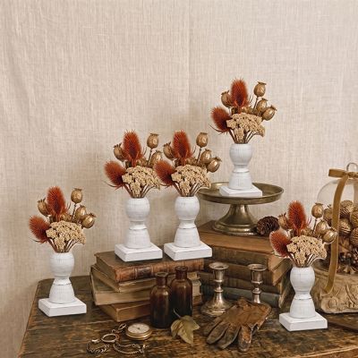 Distressed White Spindle Stem Holder 3 Inch