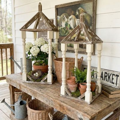 Distressed Wood Lantern Frame
