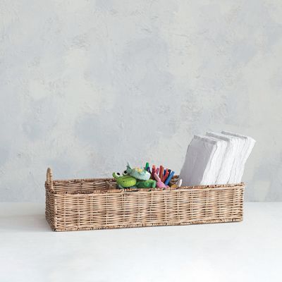 Divided Rattan Basket With Handles