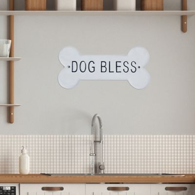 Dog Bless Bone Metal Wall Sign Set of 2