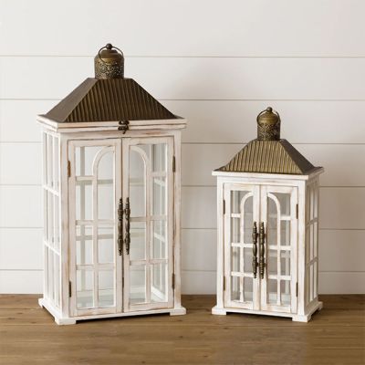 Double Door Candle Lantern Set of 2