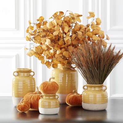 Double Handled Ceramic Pot Vase Collection Set of 3