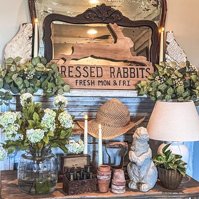 Dressed Rabbits Wooden Sign