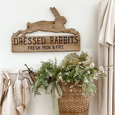 Dressed Rabbits Wooden Sign 