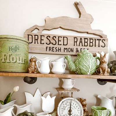 Dressed Rabbits Wooden Sign