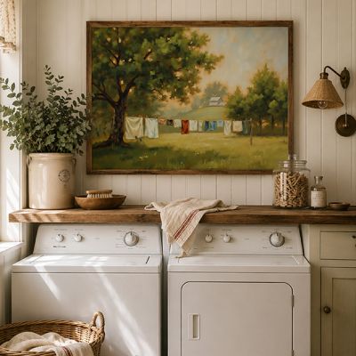 Drying Laundry On The Line Wall Art