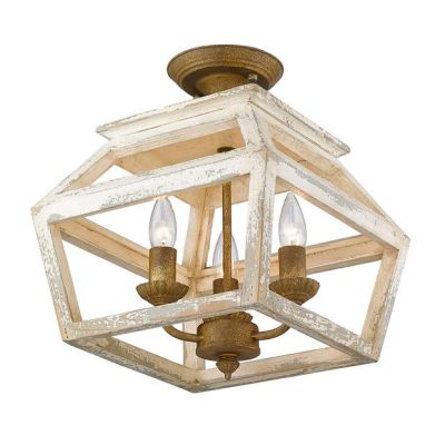Distressed 4 Light Lantern Semi Flush Mount Burnished Chestnut