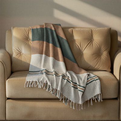Earthloom Stripe Fringed Throw Blanket