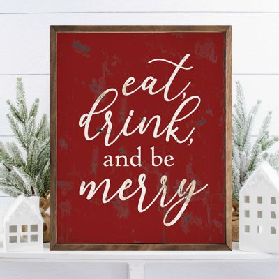 Eat Drink And Be Merry Red Framed Wall Sign