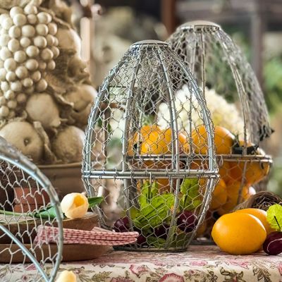 Egg Shaped Chicken Wire Basket Set of 3