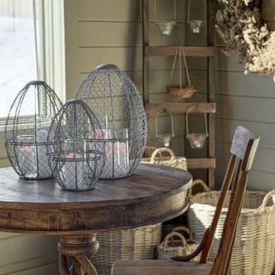 Egg Shaped Chicken Wire Basket Set of 3