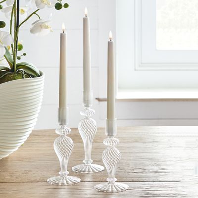 Elegant Accents Clear Glass Candle Holders Set of 3