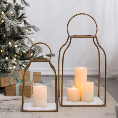 Elegant Gold Finish Lantern Set of 2