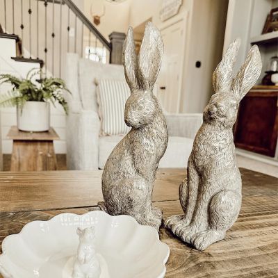 Elegant Sitting Rabbit Figurine Set of 2