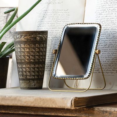 Embellished Brass Vanity Mirror