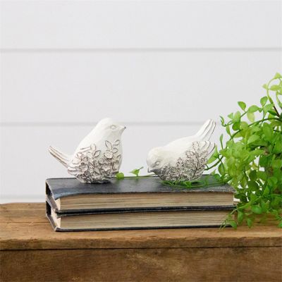 Embossed Floral Pattern Bird Set of 2