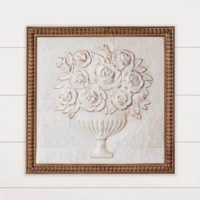 Embossed Floral Urn Wall Art