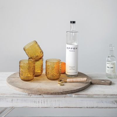 Embossed Flowers Drinking Glass