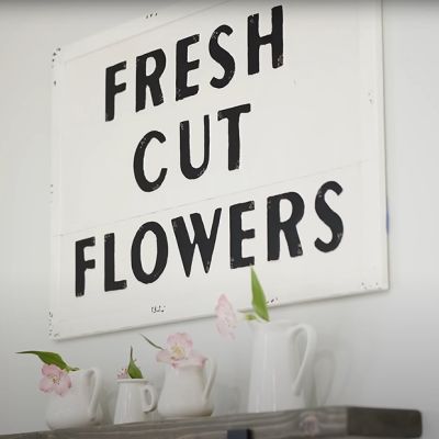 Embossed Metal Fresh Cut Flowers Sign