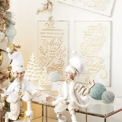 Embossed Metal Holiday Wall Sign Set of 2