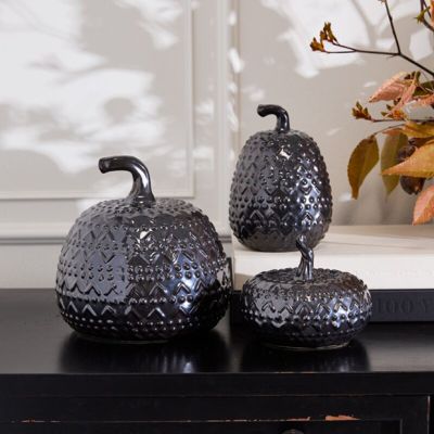 Embossed Pattern Ceramic Pumpkin