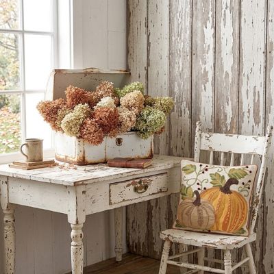 Embroidered Autumn Pumpkins Accent Pillow