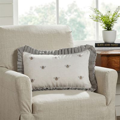 Embroidered Bee Lumbar Pillow
