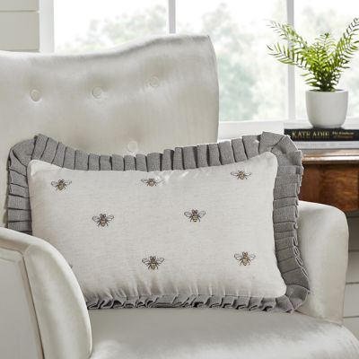 Embroidered Bee Lumbar Pillow