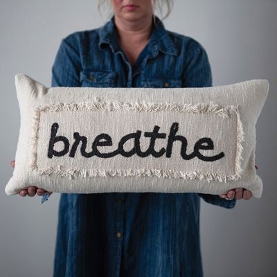 Embroidered Cotton Breathe Lumbar Pillow