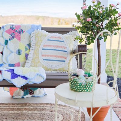 Embroidered Easter Egg Accent Pillow