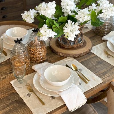 Embroidered Honey Bee Placemat Set of 6
