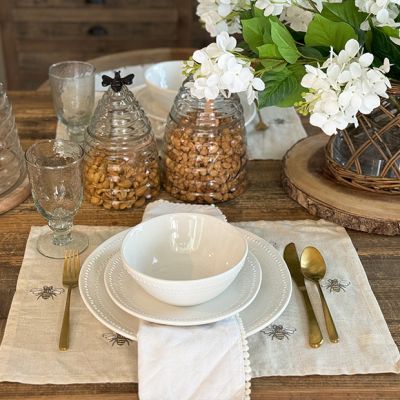 Embroidered Honey Bee Placemat Set of 6