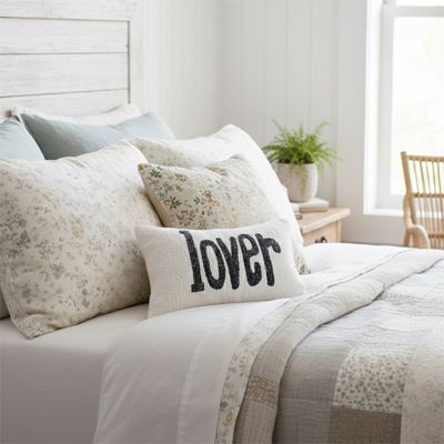 Embroidered Lover Cotton Slub Pillow