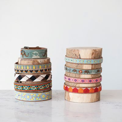 Embroidered Patterned Dog Collar Set of 6