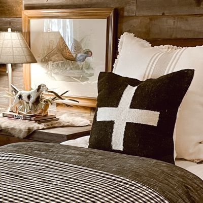 Embroidered Swiss Cross Accent Pillow