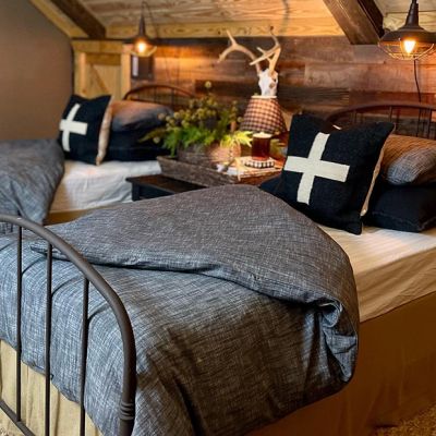 Embroidered Swiss Cross Accent Pillow