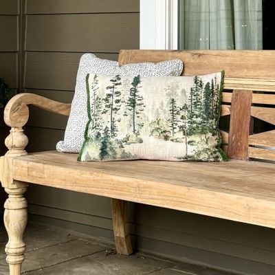 Embroidered Winter Trees Lumbar Pillow