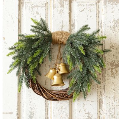 Evergreen Wreath With Bells