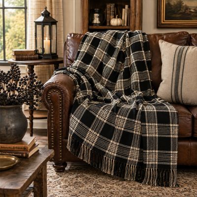 Fall Cottage Plaid Throw Blanket