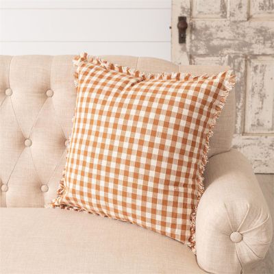 Fall Plaid Fringed Accent Pillow