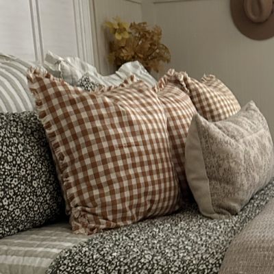 Fall Plaid Fringed Accent Pillow