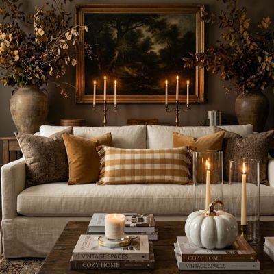 Fall Plaid Tasseled Lumbar Pillow