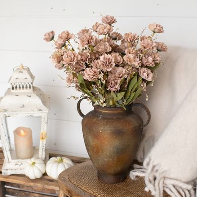 Fall Romance Faux Camellia Bush Stem Set of 3