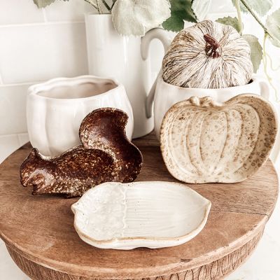 Fall Theme Stoneware Dish Set of 3