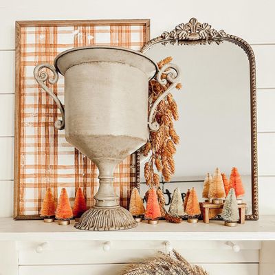 Fall Watercolor Plaid Orange Framed Wall Decor