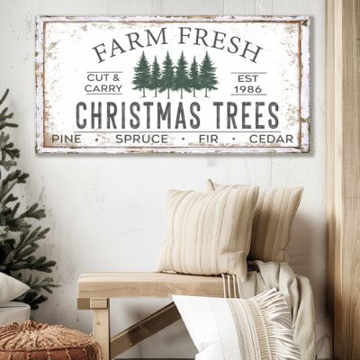 Farm Fresh Christmas Trees Canvas Wall Sign