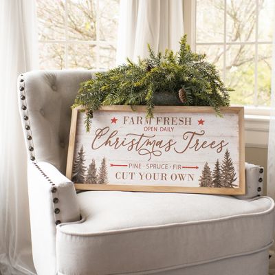 Farm Fresh Christmas Trees Framed Wood Sign