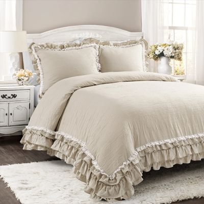Farmhouse Charms Ruffle Lace 3 Piece Comforter Set