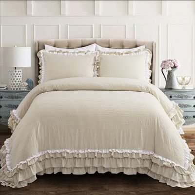 Farmhouse Charms Ruffle Lace 3 Piece Comforter Set