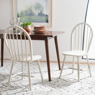 Classic Spindle Back Farmhouse Dining Chair Set of 2 Off White